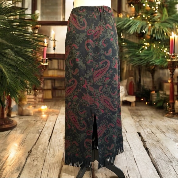 VINTAGE LENNIE New York LNY Vintage-Inspired Fringed Skirt - Dark Academia - Picture 4 of 10